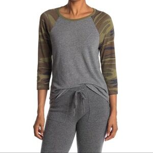Alternative 3/4 Sleeve Baseball Tee Camo Mixed